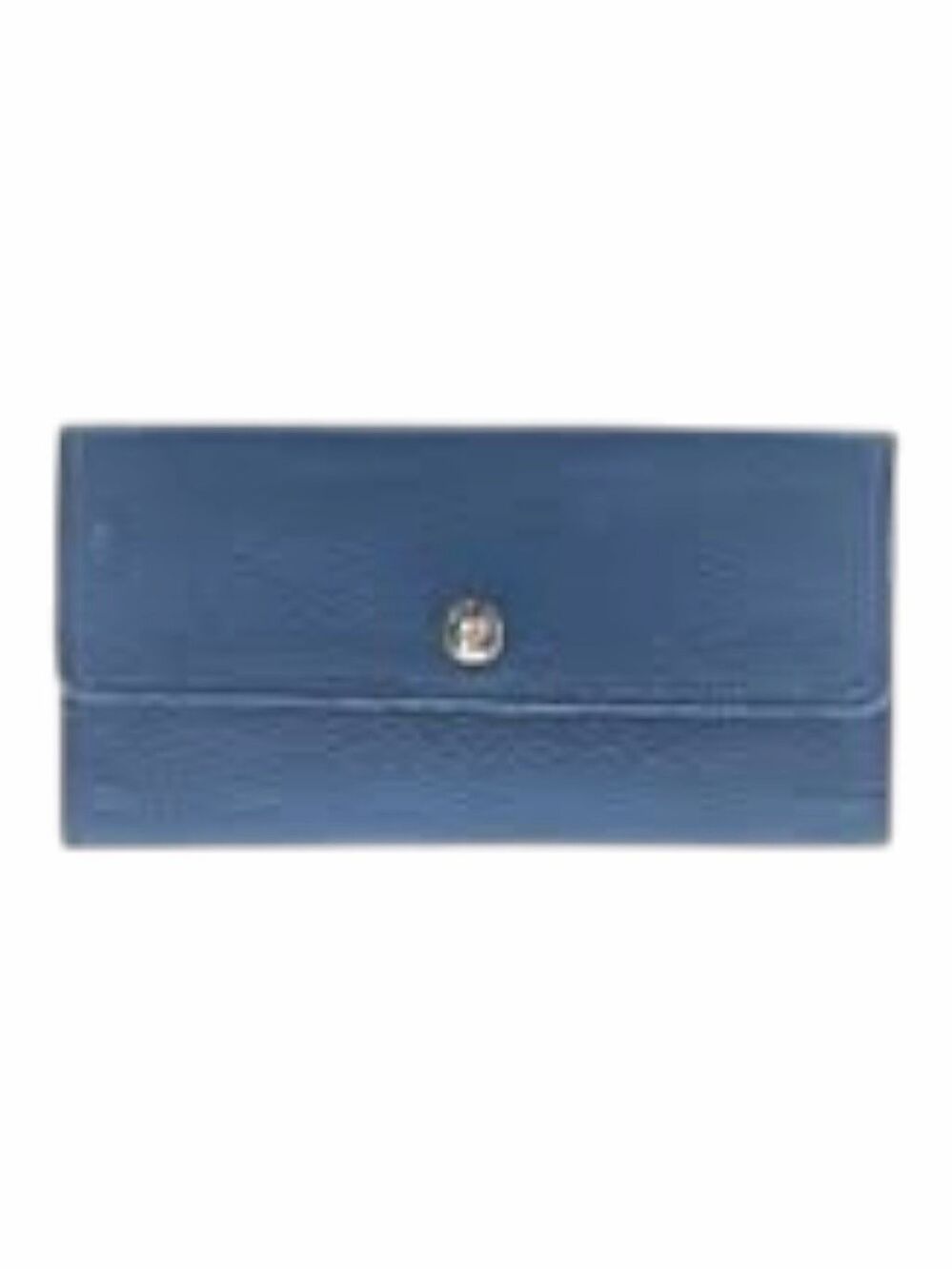 LODIS Kate Large Flap Blue Pebbled Leather RFID Wallet Continental Clutch